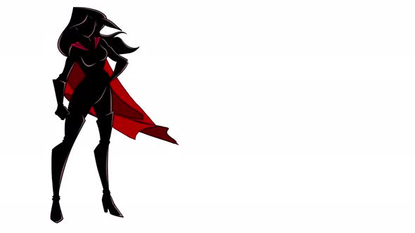 Superheroine Standing Tall Silhouette