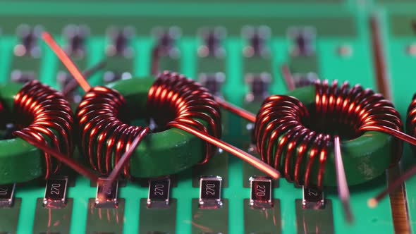 Slider Shot of a Many Twisted Copper Coils Lie