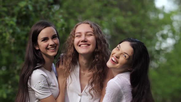 Happy Girlfriends Laughing