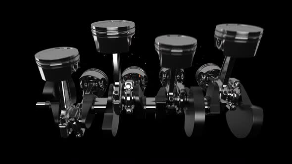 Automobile Motor with Working Pistons and Crankshafts alt
