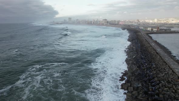 Powerful Storm Waves Crashing Against the Shore