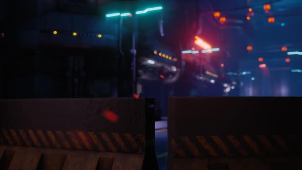 Futuristic Street with Neon Glow at Night alt