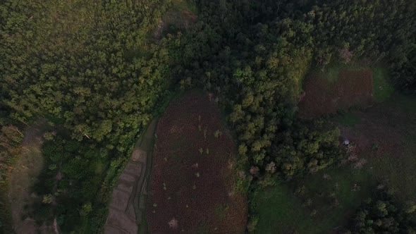 mountainous terrain aerialin North of Thailand