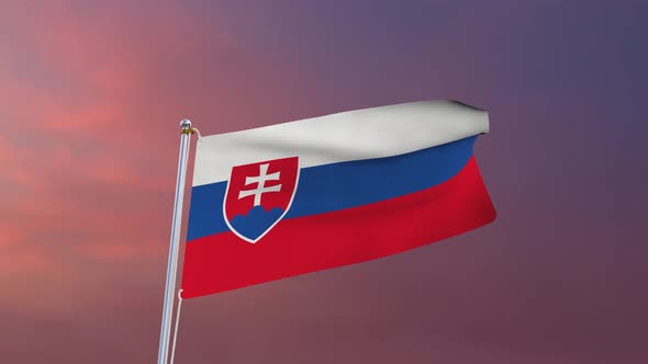 Flag Of Slovakia Waving 4k