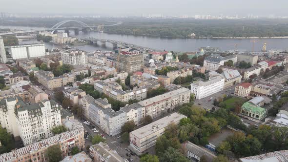 Cityscape of Kyiv, Ukraine. Aerial View, Slow Motion