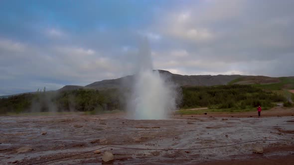 Strokkur Geyser Eruption in Iceland