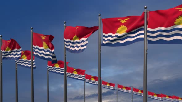 The Kiribati Flags Waving In The Wind  - 4K