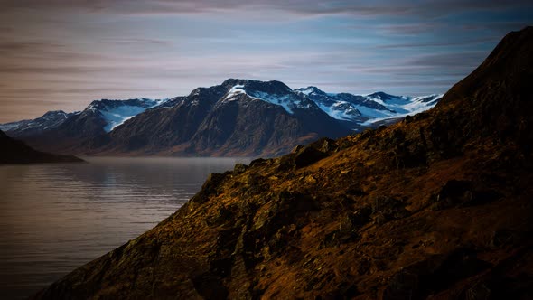 Mountains and Fjords at Norway Landscape