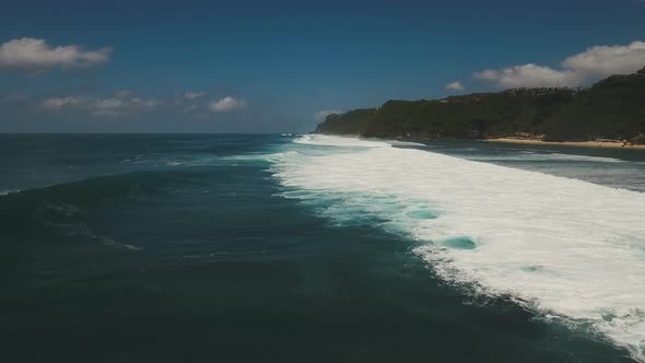 Water Surface with Big Waves Aerial View