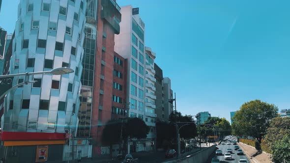 Timelapse in Mexico city at Viaducto Miguel Aleman, a very crowded avenue