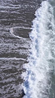 Vertical Video Sea Near the Coast  Closeup of the Coastal Seascape