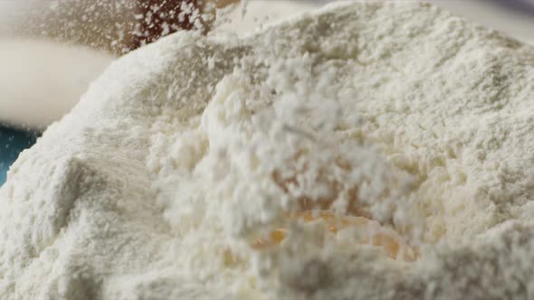 Close Up Of Egg In Flour