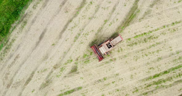 Agriculture Harvester Harvesting Field Aerial View