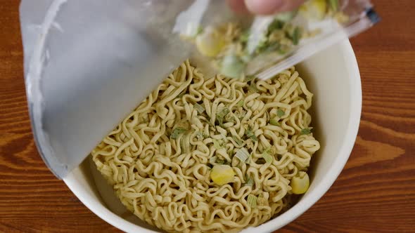 Instant Noodles with Spices in a Cup