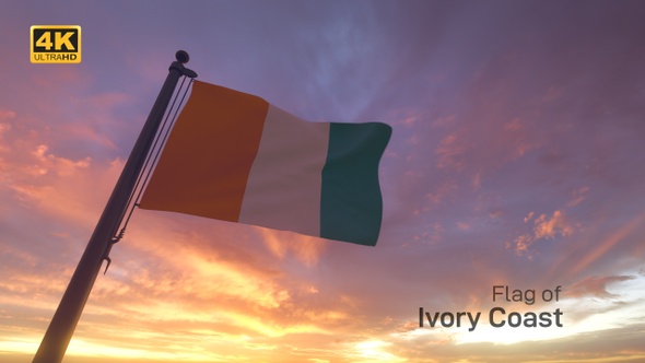 Ivory Coast Flag on a Flagpole V3 - 4K
