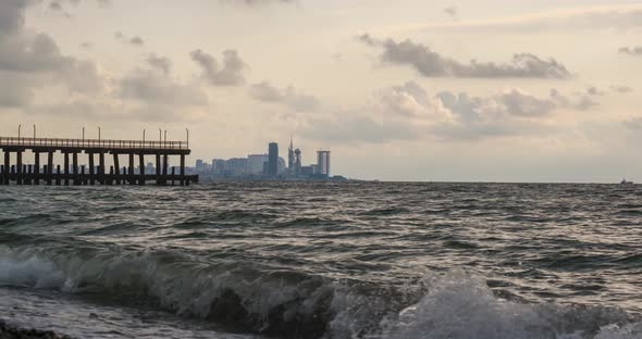 Amazing timelapse of Batumi city skyline from Green Cape. summer 2020