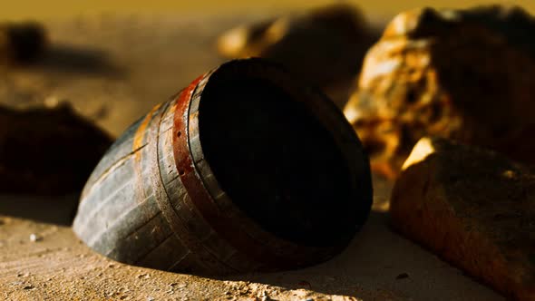 Old Wooden Barrel at Sand Beach