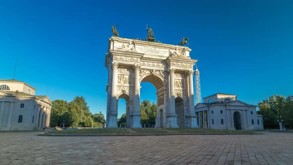 Arch of Peace in Simplon Square Timelapse Hyperlapse