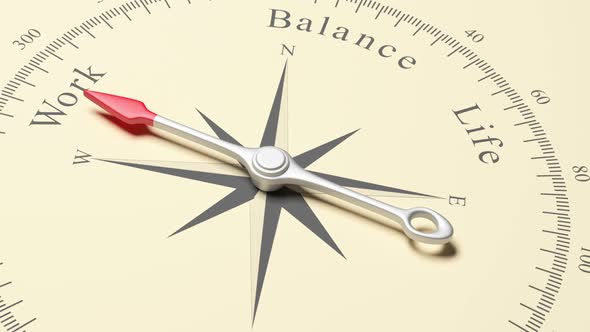 Compass Pointing to Balance, Work and Life