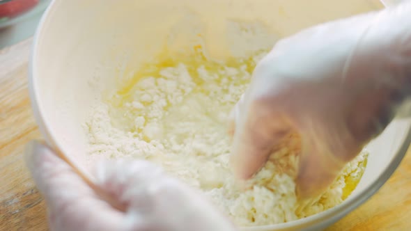 The Chef Kneads the Dough for Tortillas