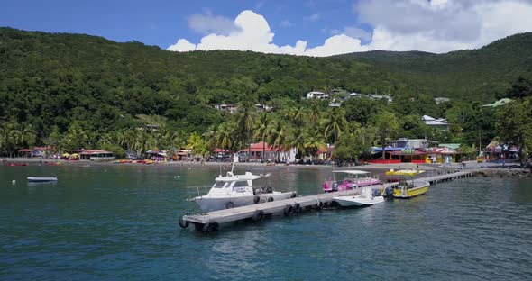 Palm Trees And Vacationing Tourists In Guadeloupe