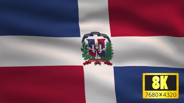 8K Dominican Republic Windy Flag Background