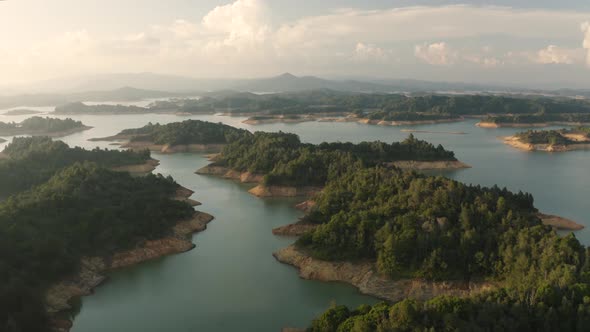 Aerial view of Peñol-Guatapé lake.