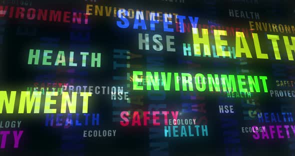 Health safety and environment text loop abstract concept