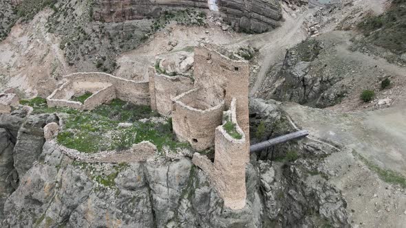 aerial ancient medieval castle ruins