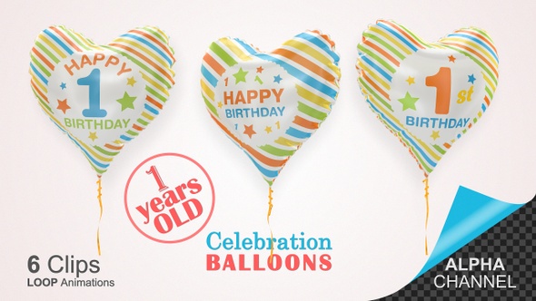 1st Birthday Celebration Helium Balloons / One Year Old alt