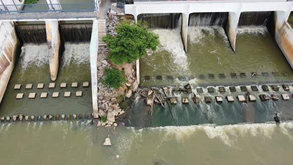 Aerial view look down pump station