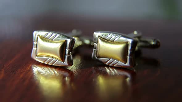 Closeup of Men's Cufflinks for Shirt on a Table