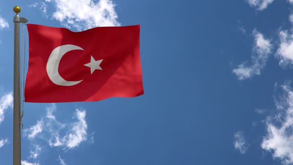 Ottoman Empire Flag On Flagpole