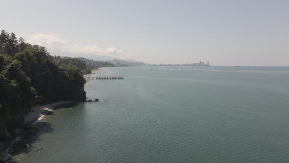 Beautiful aerial view of Green Cape near Botanical Garden of Batumi