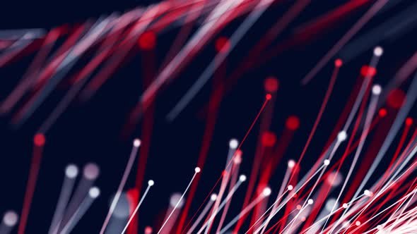 Abstract digital fiber optic lines moving dots background