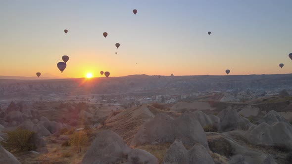 Cappadocia, Turkey : Balloons in the Sky. Aerial View