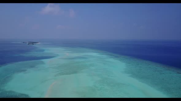 Aerial drone sky of exotic sea view beach journey by clear sea and white sand background of a daytri