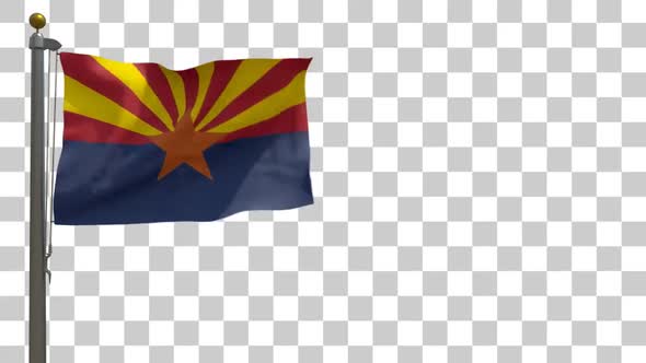 Arizona State Flag on a Flagpole with Alpha Channel - 4K