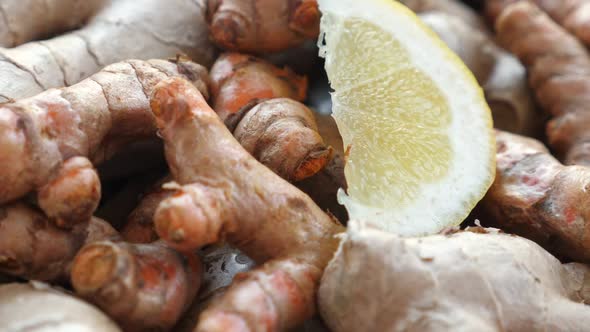 Natural Immunity Boosters  Roots of Ginger and Turmeric with Lemon Alternative Medicine