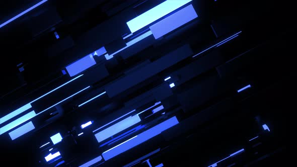 Abstract Looped  Dark Bg Neon Cubes Light Bulbs
