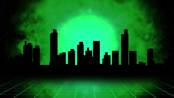 Abstract Sunny Retro City Color Yellow And Green