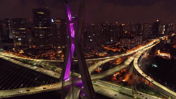 Night scape downtown Sao Paulo Brazil. Night city landscape of downtown district