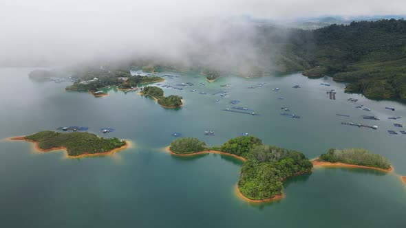 Aerial View of Fish Farms in Norway