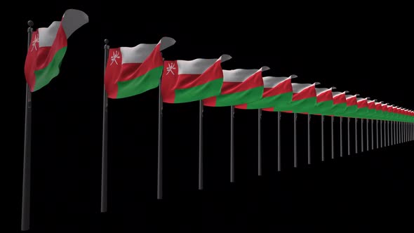 Row Of Oman Flags With Alpha 2K