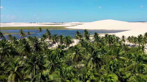 Jericoacoara Ceara Brazil. Scenic sand dunes and turquoise rainwater lakes