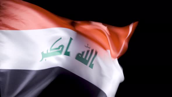 National Iraqi Flag. Black background.