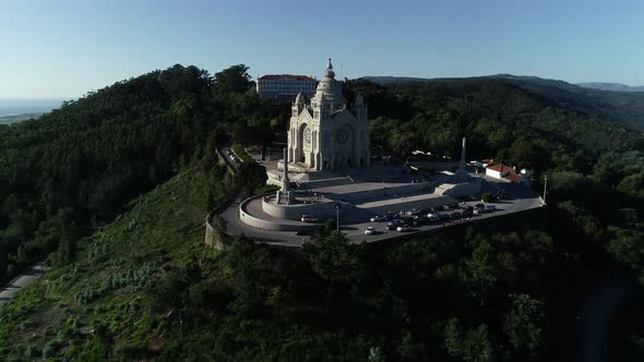 Santa Luzia Church Sanctuary. Aerial View in Viana do Castelo, Portugal