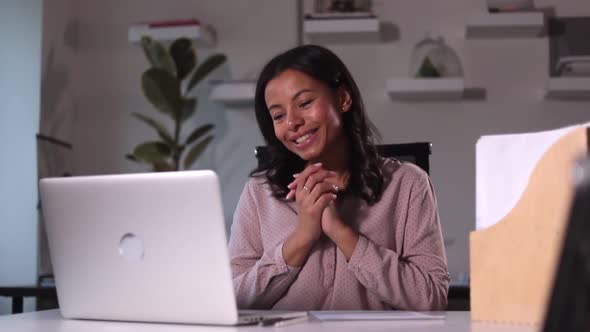 Woman Talk on Video Call in Home Office