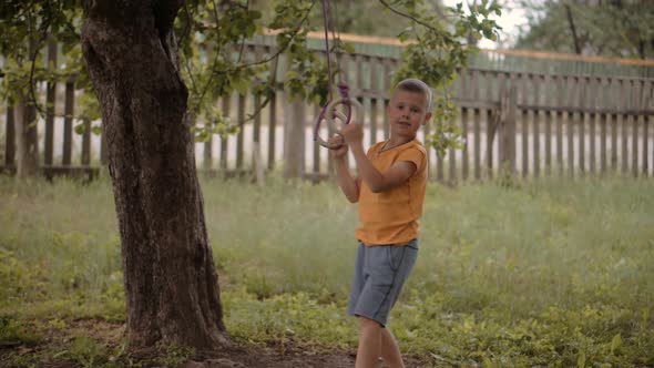 Kid Having Fun. Children Playing Family Parent Holidays Relationship With Kid Swing Ride.