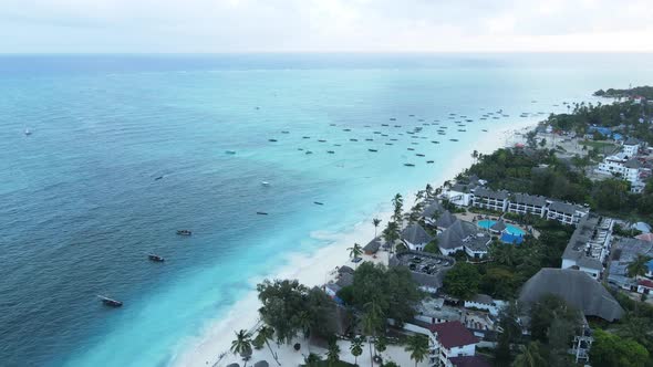 Boats in the Ocean Near the Coast of Zanzibar Tanzania